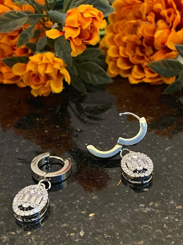 Aksesuar Çarşısı Çelik Yuvarlak Baget Küpe Silver ürün görseli