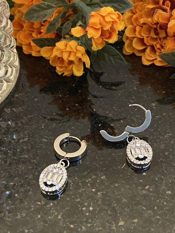 Aksesuar Çarşısı Çelik Yuvarlak Baget Küpe Silver - Resim 7