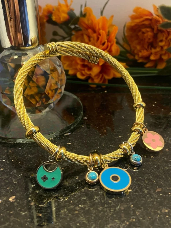 Aksesuar Çarşısı Çelik Pandora Model Hasır Çiçek Tasarımlı Bileklik