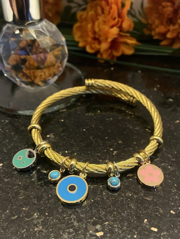 Aksesuar Çarşısı Çelik Pandora Model Hasır Çiçek Tasarımlı Bileklik - Resim 2