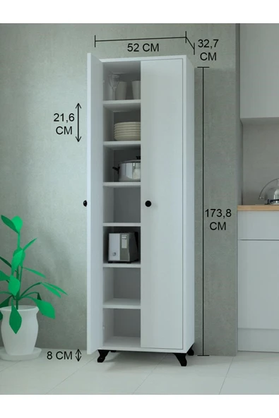 Mobilique Çok Amaçlı Gözde Kiler Dolabı Yedi Raflı