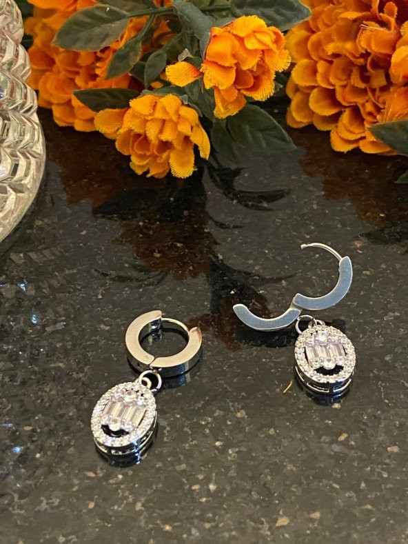 Aksesuar Çarşısı Çelik Yuvarlak Baget Küpe Silver - 5
