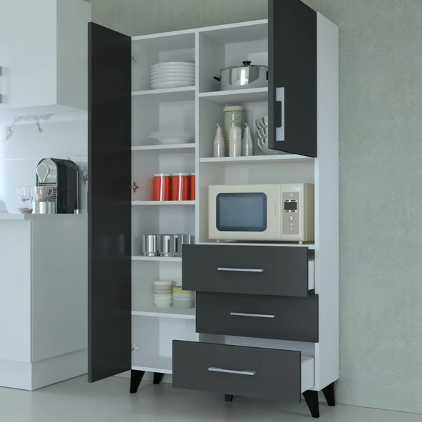 Mobilique Kahve Köşeli Mutfak Mikrodalga Dolabı - 4