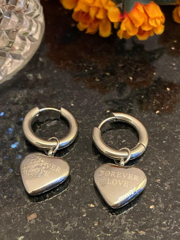 Aksesuar Çarşısı Çelik Silver Sallantılı Kalp Küpe ürün görseli