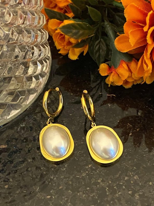 Aksesuar Çarşısı Çelik Sedefli İnce Küpe - Resim 5