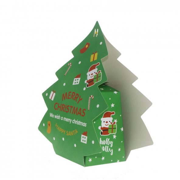 4 Adet Yılbaşı Karton Çanta Çam Ağacı 5X8X11cm - 3