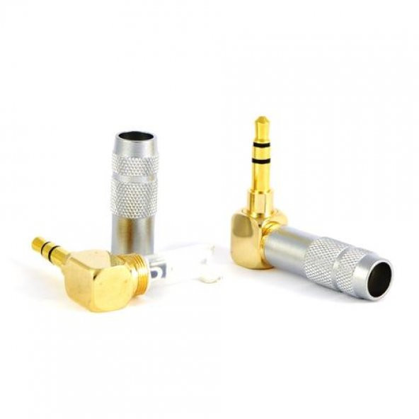 3.5 mm TRS Stereo 90 Derece Kaliteli Erkek Jack - 3