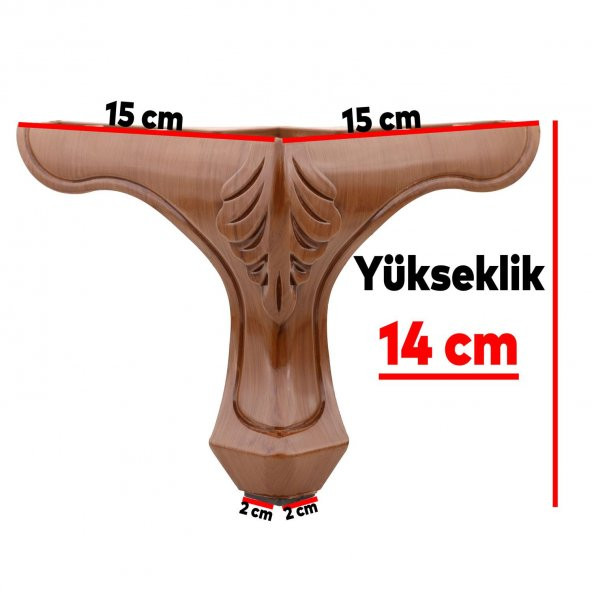 Mobilya Kanepe Koltuk Ayağı Kahverengi Ahşap Desenli Ayak 14 cm - 5