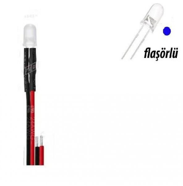 12V LED Mavi Flaşörlü Şase Tip Mercekli Kablolu 1 Adet- 20 Cm ürün görseli