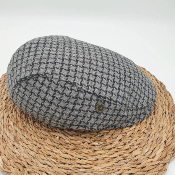 Kare Desenli Gri Renk Klasik Erkek Kasket - Resim 10