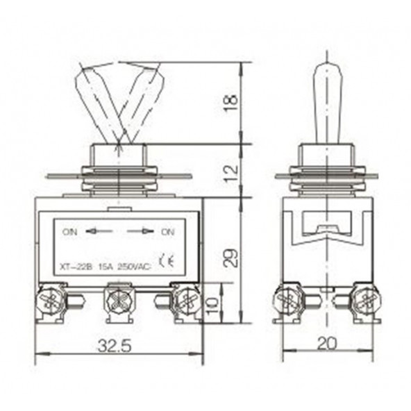 TOGGLE SWITCH BÜYÜK BOY ON-OFF 6P VİDALI SWION 15A - 2