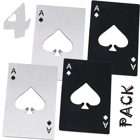 Valkyrie 4 Adet Poker Kart Paslanmaz Çelik Şişe Açacağı - 3