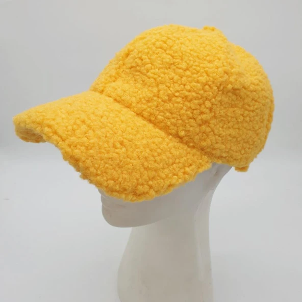 Sarı Renk Kıvırcık Kumaş Beyzbol Kep - 10