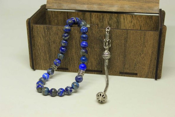 Lapis Taşı Tesbih 8mm Ahşap Kutulu - 5