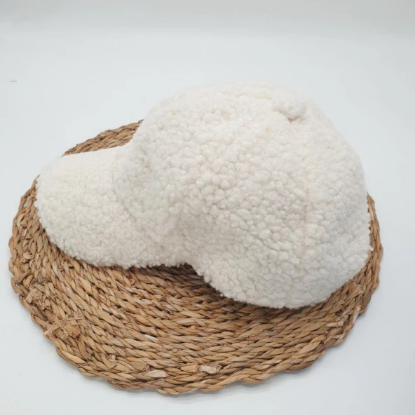 Beyaz Renk Kıvırcık Kumaş Beyzbol Kep - 7