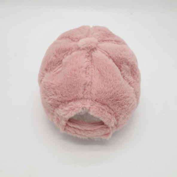 Pudra Renk Peluş Kumaş Beyzbol Kep - 9