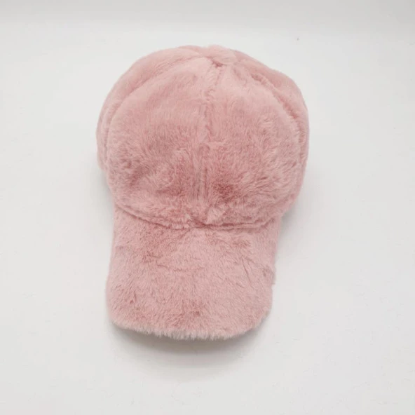 Pudra Renk Peluş Kumaş Beyzbol Kep - 11