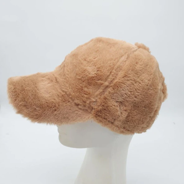 Kahve Renk Peluş Kumaş Beyzbol Kep - 11
