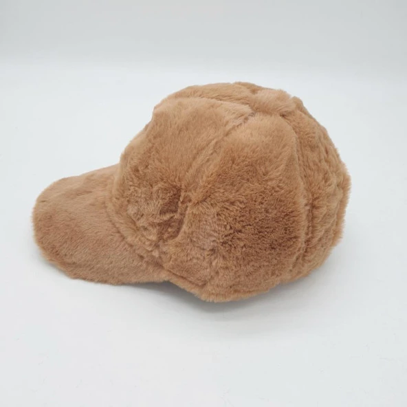 Kahve Renk Peluş Kumaş Beyzbol Kep - 4