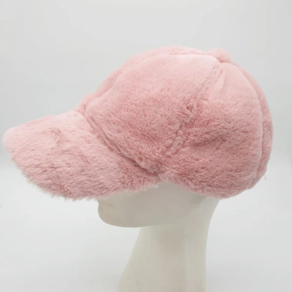 Pudra Renk Peluş Kumaş Beyzbol Kep - 10