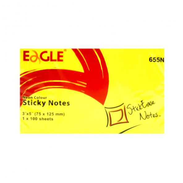 Eagle 75X125 mm Neon Yapışkanlı Not Kağıdı 100 Yaprak Sarı(655N-SR100LU)