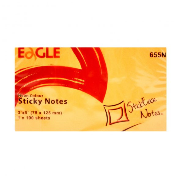Eagle 75 X 125 mm Neon Yapışkanlı Not Kağıdı 100 Yaprak Turuncu (655N-TRNC100LU)