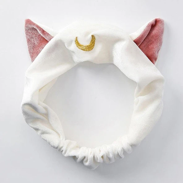 Sailor Moon Kedi Kulaklı Saç Bandı Bandana Makyaj Bandı Yüz Yıkama Elastik Kadife Saç - 2