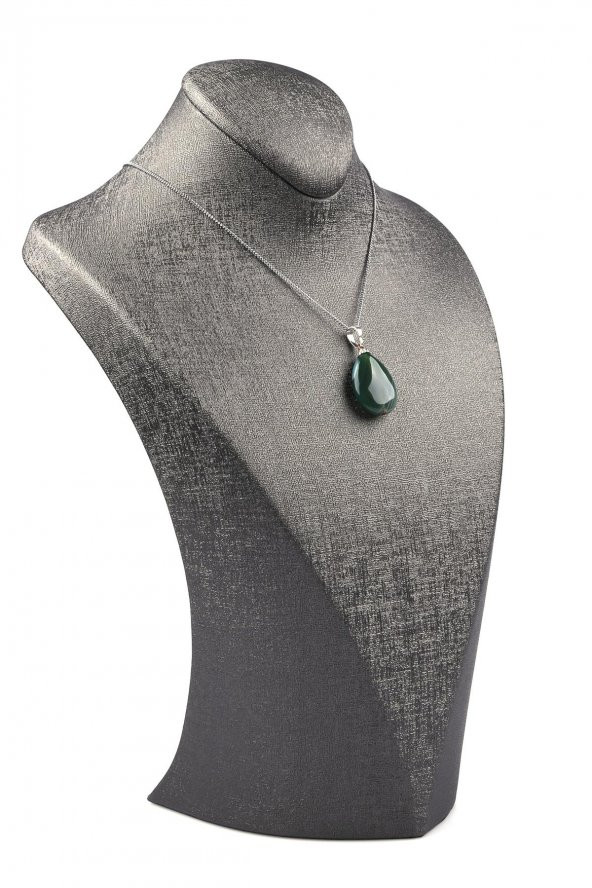 Akik Doğal Taş Damla Model Kolye - Resim 2