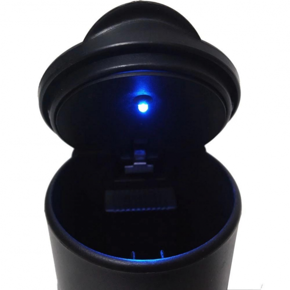 Üniversal Mavi Led Işıklı Spor Oto Küllük Kapaklı Araç İçi Küllük Araba Küllüğü Siyah - 5