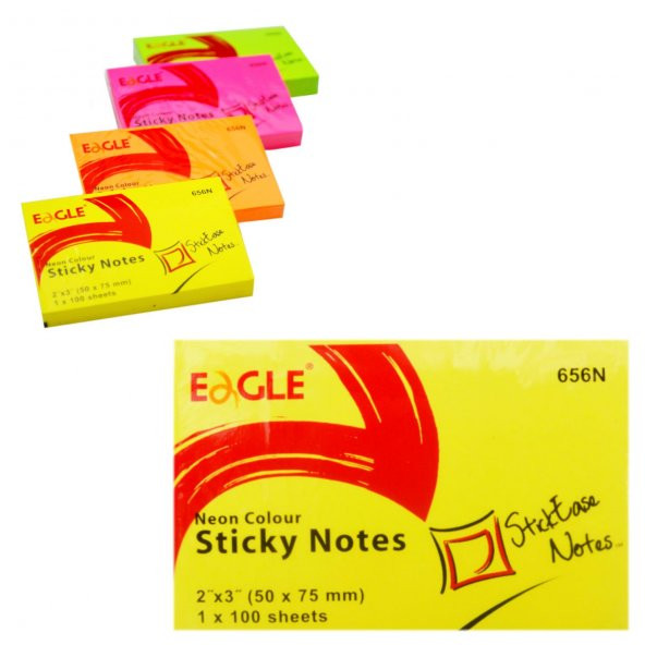 Eagle 50X75 mm Neon R. Yapışkanlı Not Kağıdı 100 Yaprak Sarı (656N-SR) - 2
