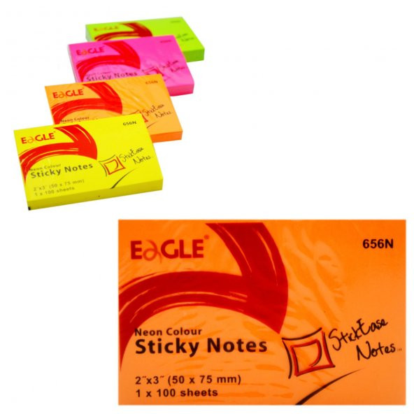 Eagle 50X75 Mm Neon R. Yapışkanlı Not Kağıdı 100 Yaprak Turuncu (656N-TRNC) - 2