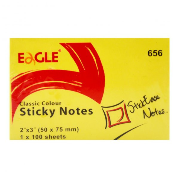 Eagle 50x75 mm Klasik Renk Yapışkanlı Not Kağıdı 100 Yaprak Sarı (656)