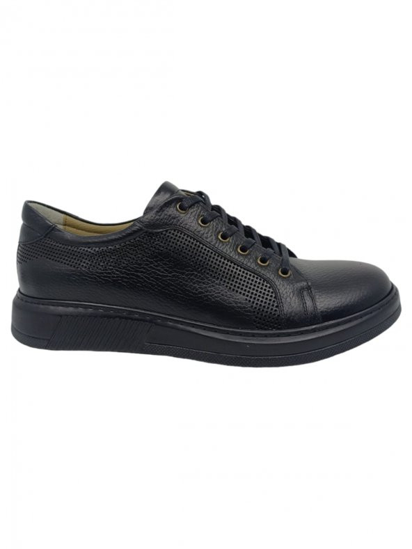 Zerhan 510 Siyah Bağcıklı Hakiki Deri Günlük Kullanım Ayakkabı