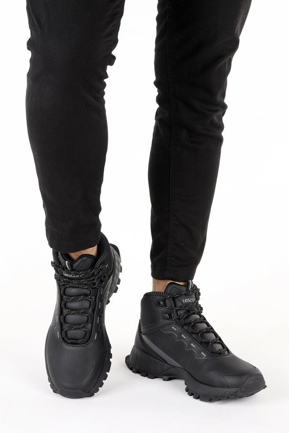 Lescon Polestar Max Günlük Bağcıklı Erkek Su Geçirmez Bot Ayakkabı Siyah - Resim 2