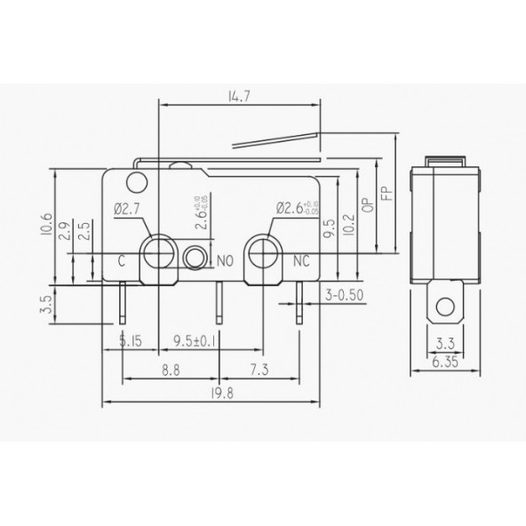 Micro Switch İğne (PCB) Bacak Paletli Donghai Marka - 2