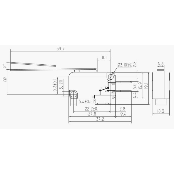 Micro Switch Uzun Paletli KW1-103-4 - 2
