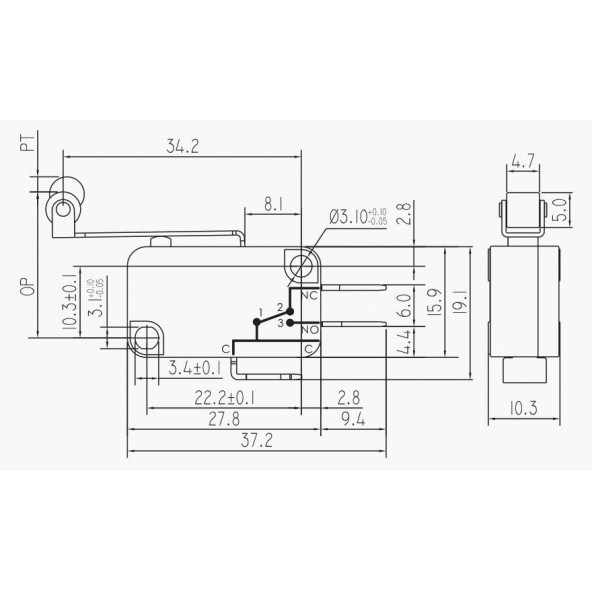 Micro Switch Uzun Makaralı KW1-103-7 - 2