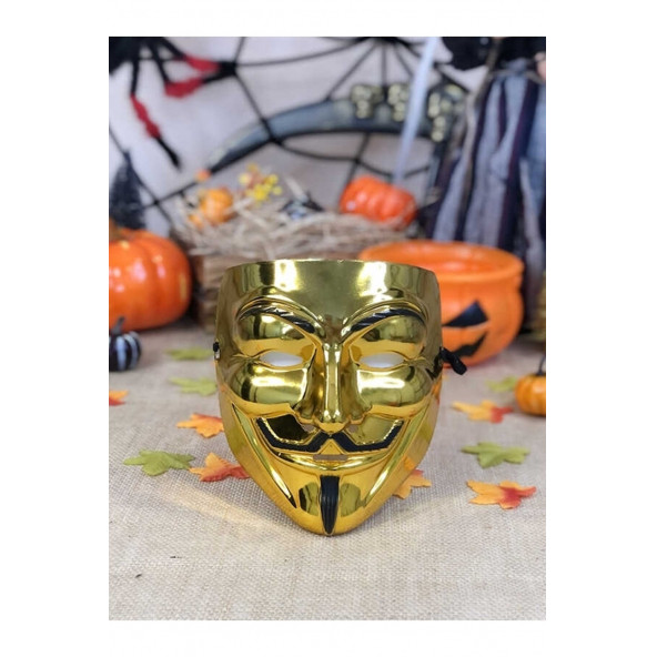 Halloween Cadılar Bayramı Vandetta Maske Altın Gold Renk