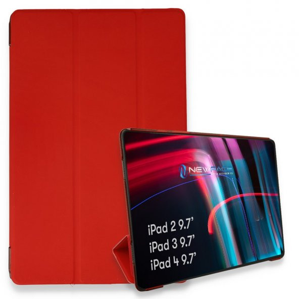 iPad 3 9.7 Kılıf Tablet Smart Kılıf - Kırmızı