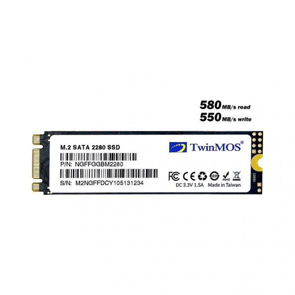 TwinMOS 256GB M.2 2280 SATA3 SSD 580Mb-550Mb/s (NGFFEGBM2280) - 3