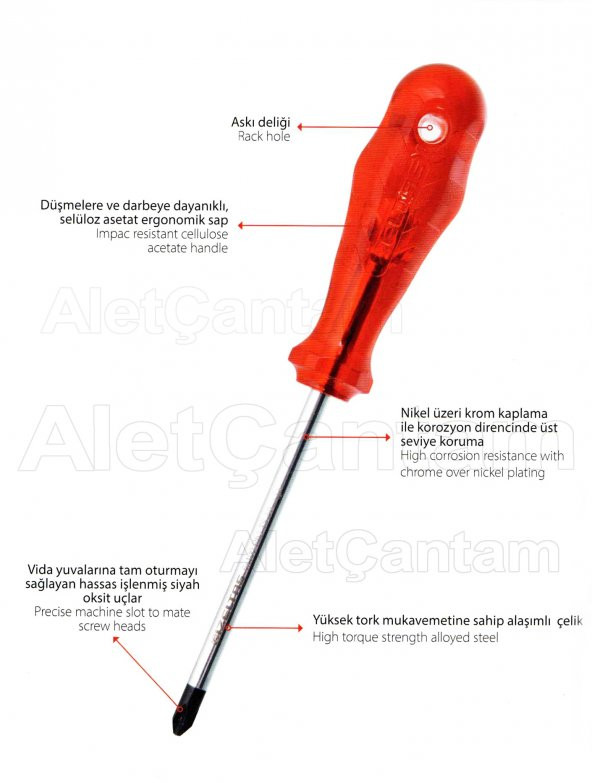 İzeltaş Yıldız Tornavida Kraft 4.5 x 80 İnce Uç - 2