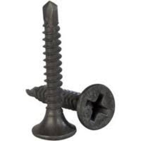 Matkap Uçlu Alçıpan Vidası Siyah Vida 3.5 x 35 MM 100 Adet - Resim 3