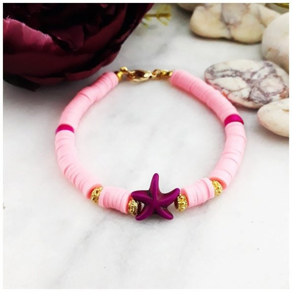 Deniz Yıldızı Kadın Pembe Fimo Bileklik - 3