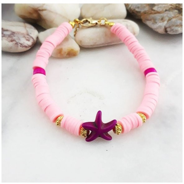 Deniz Yıldızı Kadın Pembe Fimo Bileklik - 4