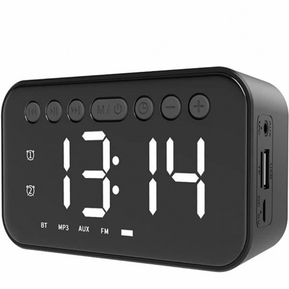 Mikado 500mah 5w Siyah Bluetooth-tf Cart - Usb Alarmlı Saat Speaker