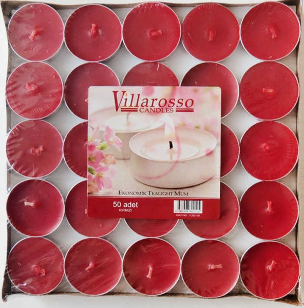 MUM TEALİGHT KIRMIZI 50 ADET - Resim 2