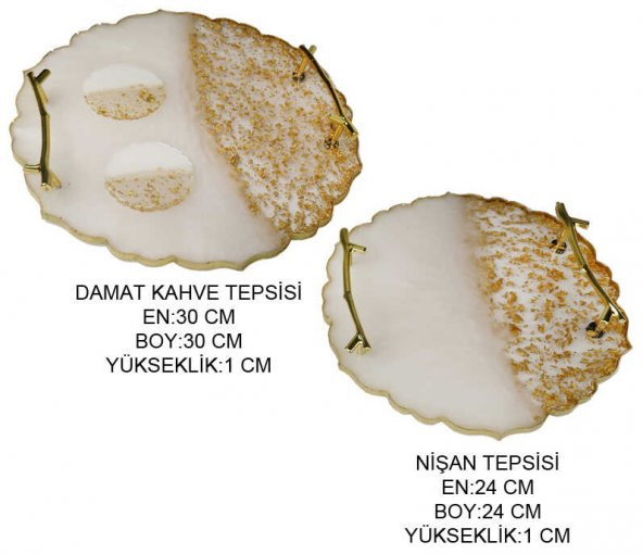 TEPSİ DAMAT KAHVESİ ve NİŞAN İÇİN SET EPOKSİ 2 ADET - 3