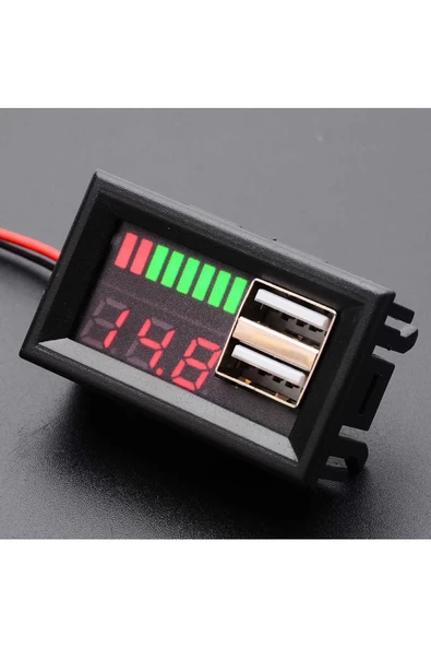Dijital Akü Ölçer- Çift USB 12V-5V Dönüştürücü - Resim 2