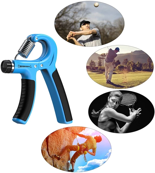 Sertlik Ayarlanabilir 5-60kg Direnç Sayaçlı El Egzersiz Yayı Kırmızı Mavi - 4