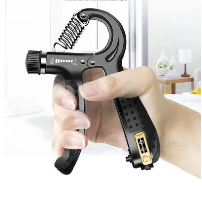 Sertlik Ayarlanabilir 5-60kg Direnç Sayaçlı El Egzersiz Yayı Kırmızı Gri - 3